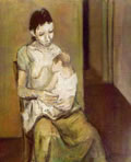 Interno con madre che allatta, anni ’60, olio, cm 60x50, Aversa, collezione privata
